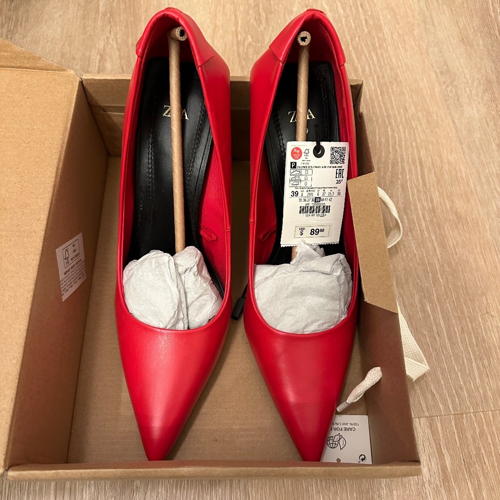 Zara Red Stiletto High Heels size 8 - Picture 12 of 14